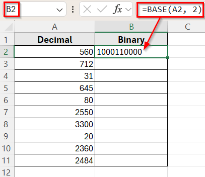 Using BASE Function for Large Numbers