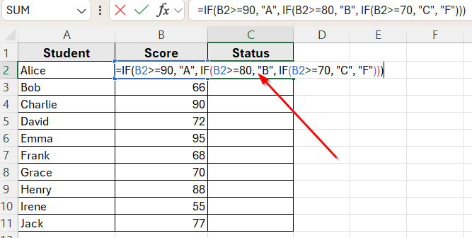 Use IF Function to Assign Categories Based on Value Ranges