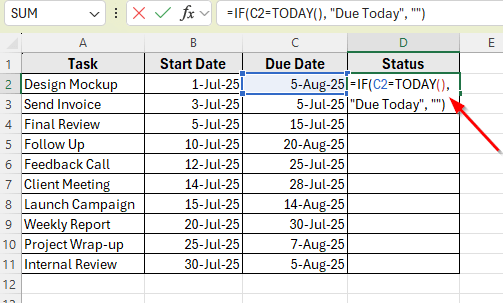 Check If a Task Is Due Today