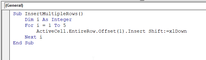 Insert Multiple Rows Using Excel VBA