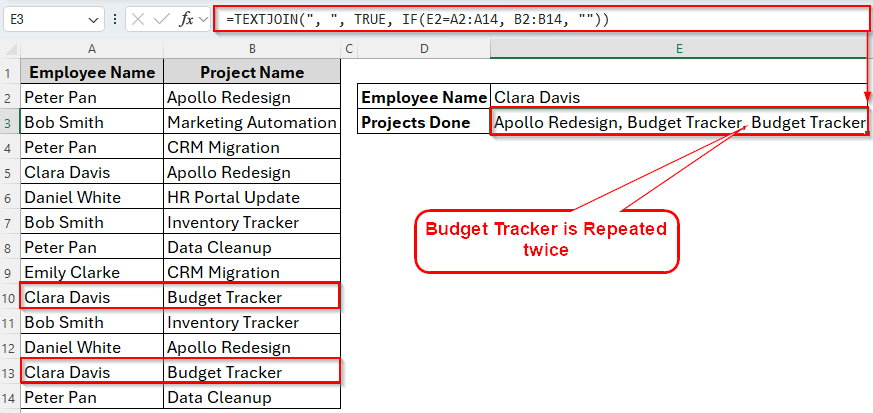 Vlookup Multiple Values in One Cell without Duplicates Using TEXTJOIN+UNIQUE Functions