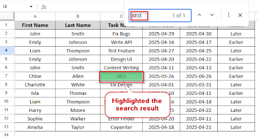 Searching "SEO" in the search bar