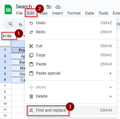 Edit> Find and Replace