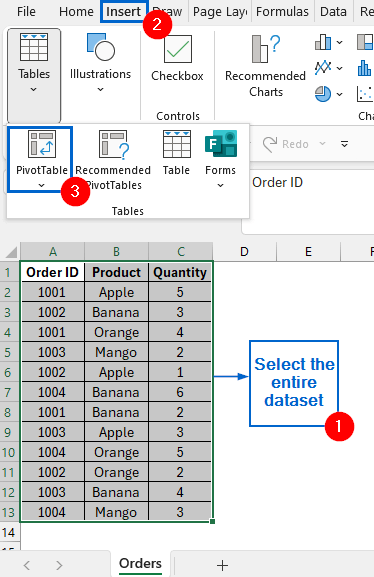 Use Pivot Table to Combine Rows by Summing Quantities