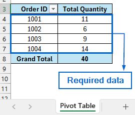 Use Pivot Table to Combine Rows by Summing Quantities