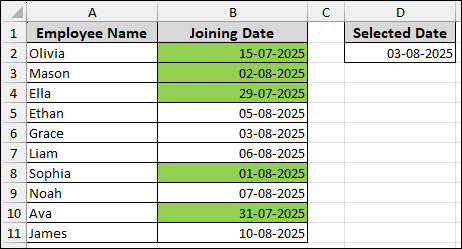 Using Cell Reference to Check Dates Older Than a Certain Date