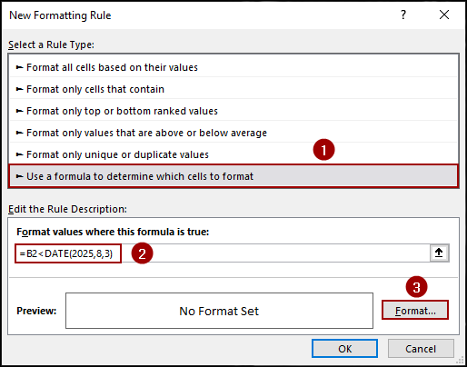 Applying Excel Functions to Check Dates Older Than a Certain Date
