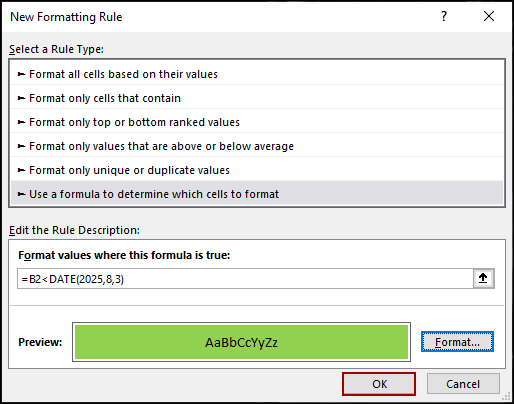 Applying Excel Functions to Check Dates Older Than a Certain Date