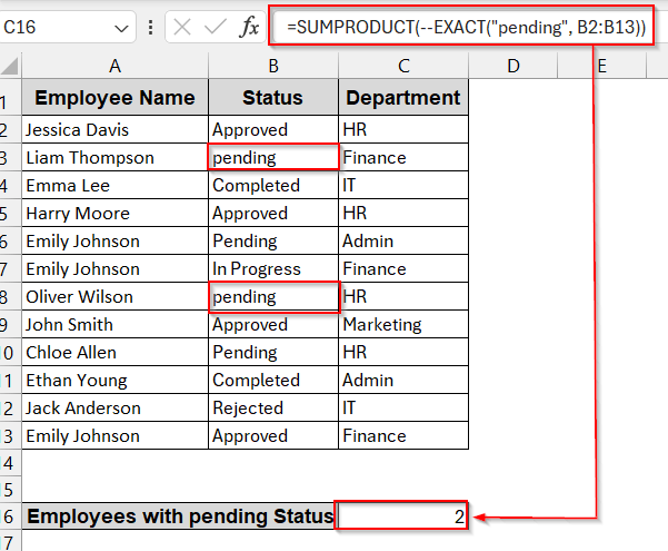 Counting Case-Sensitive Texts Using SUMPRODUCT and EXACT