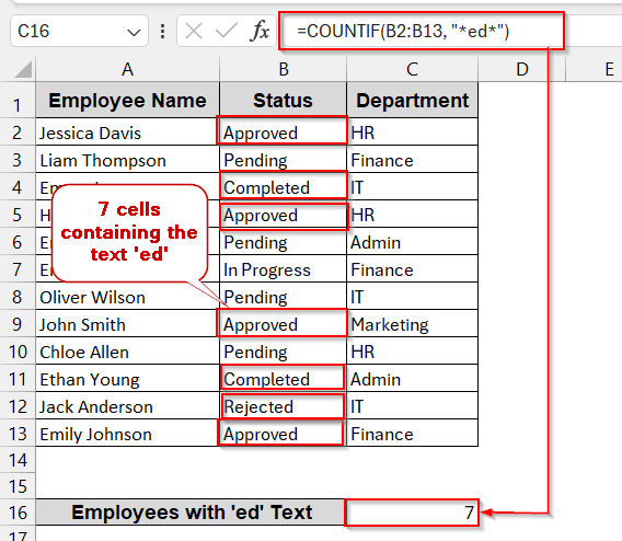 Using COUNTIF with Wildcards for Partial Text Matches