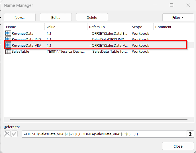 Define Dynamic Named Ranges with VBA For Advanced Control