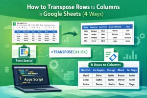 featured image - google sheets transpose row to column