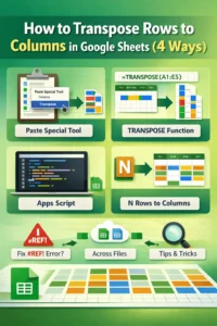 featured image - google sheets transpose row to column