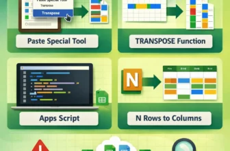 featured image - google sheets transpose row to column
