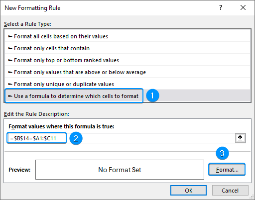 Using formula to determine formatting