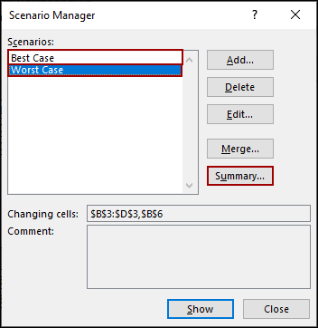 Using Scenario Manager for What-if Analysis in Excel
