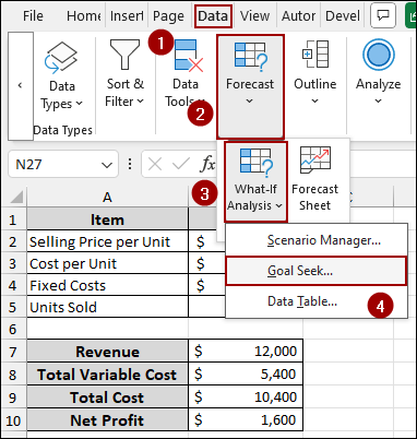 Applying Goal Seek for What-if Analysis