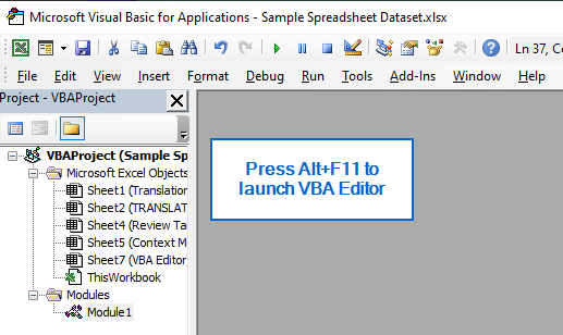 Translate Directly Using the VBA Editor