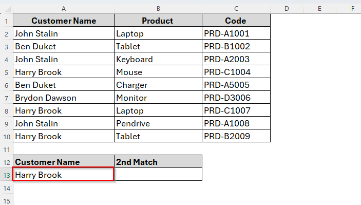 Vlookup Second Match without Using a Helper Column