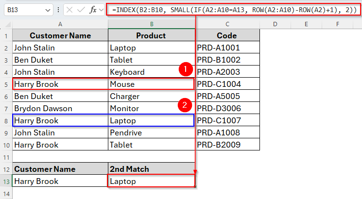 Vlookup Second Match without Using a Helper Column