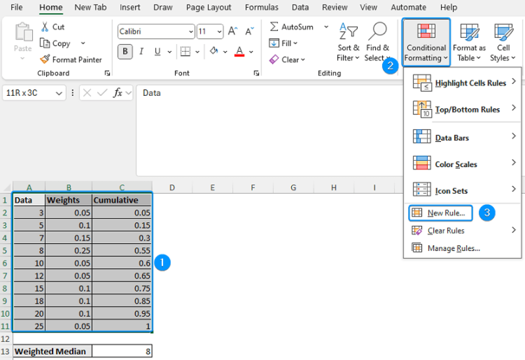 How to Calculate Weighted Median in Excel (with Special Cases) - Excel