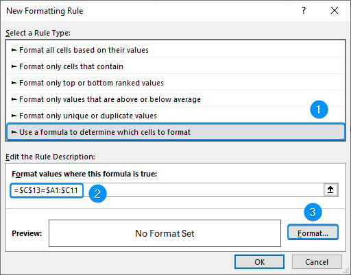 Using formula to determine formatting