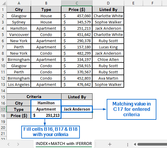 Use IFERROR and INDEX-MATCH for Lookup with Error Handling