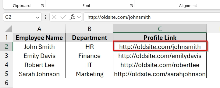 Manually Edit Using Edit Hyperlink Dialog Box