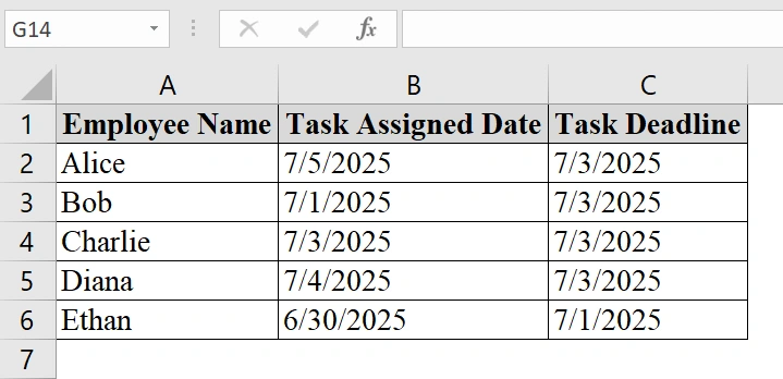 Using Formula to Compare Dates in Excel