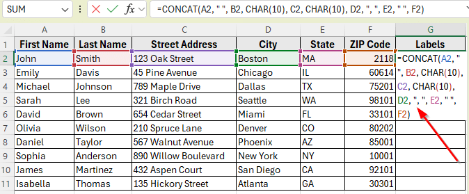 Using CONCAT Function for Cleaner Formulas