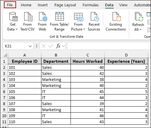 Updating Microsoft Excel