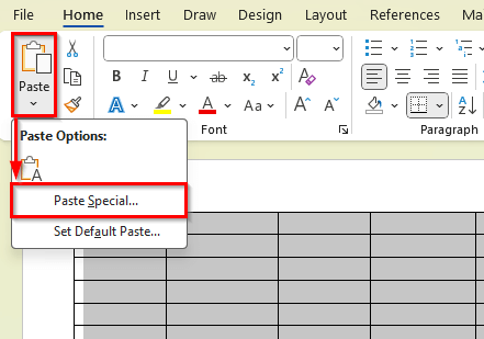 Put a Large Excel Table into a Pre-Made Table in Word