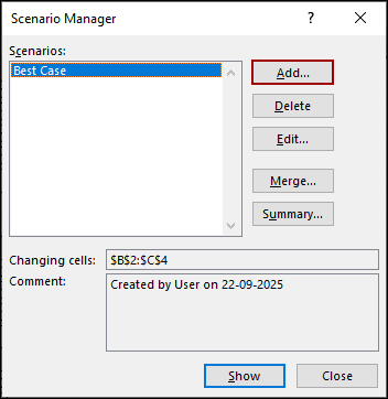Steps to Create a Scenario Pivot Table Report in Excel