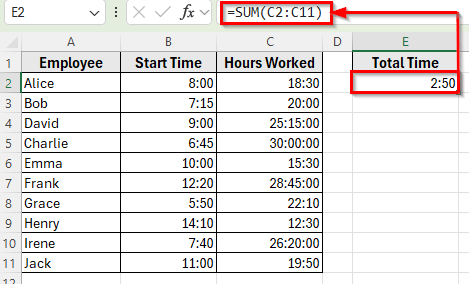 Sum Multiple Time Values Over 24 Hours