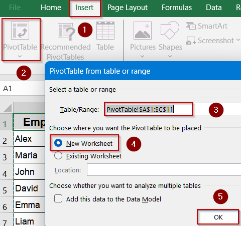 Summarize Rows by Cell Value Using a Pivot Table
