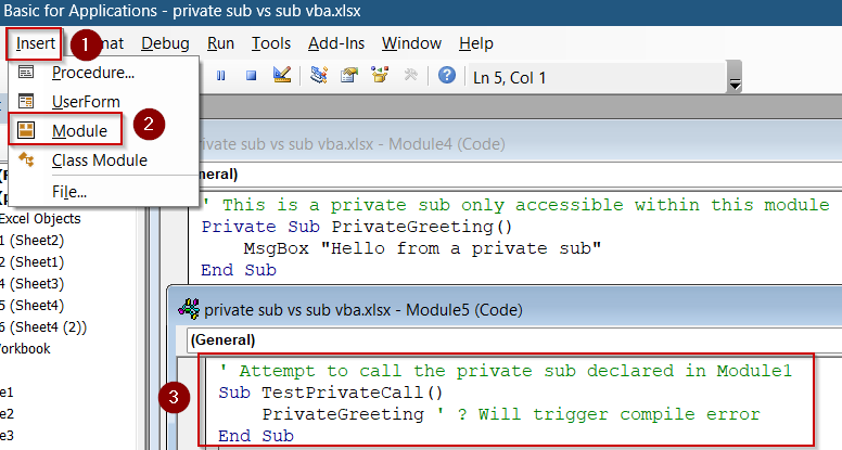 Attempt to Call a Private Sub from Another Module