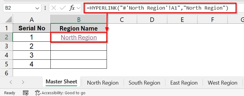 Applying HYPERLINK Function to Link Sheets to a Master Sheet in Excel