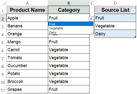Refreshing Drop-Down When Source Data Changes