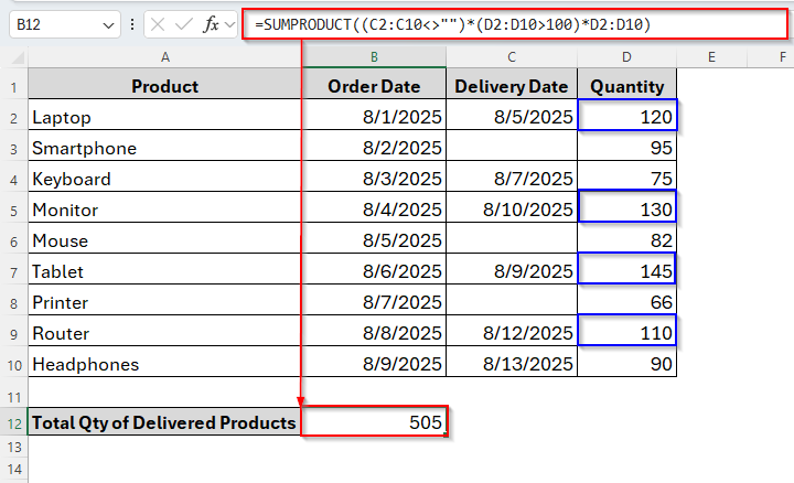 Alternative Functions to Sum Only Not Blank Cells in Excel