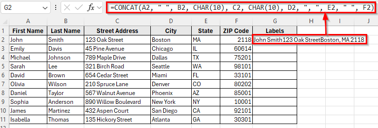 Using CONCAT Function for Cleaner Formulas
