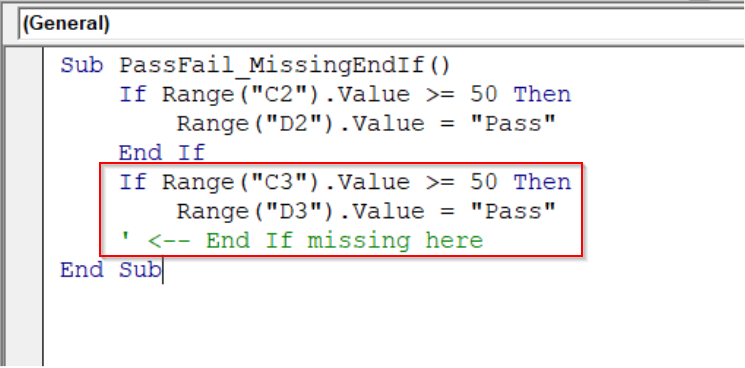 Add Missing End If Statements