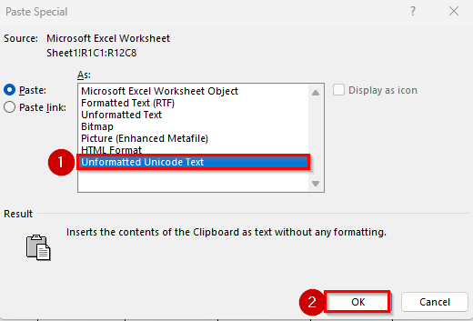 Put a Large Excel Table into a Pre-Made Table in Word