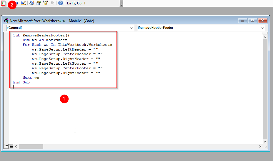 Delete Header and Footer in Excel Using VBA
