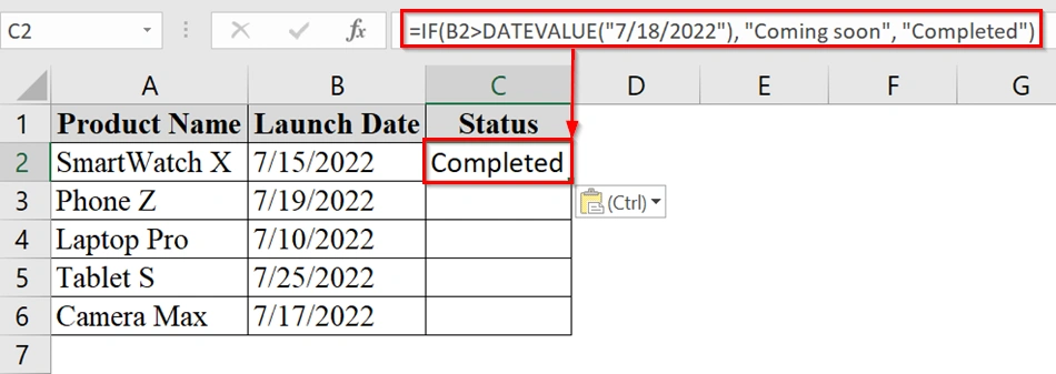 Combine IF Function with Hardcoded Date to Check if One Date is Greater than Another