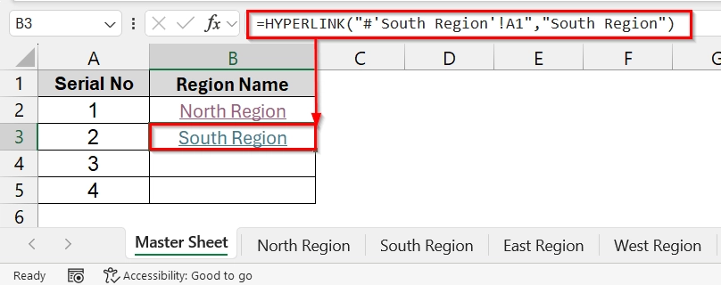 Applying HYPERLINK Function to Link Sheets to a Master Sheet in Excel