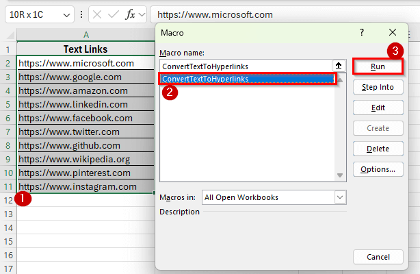 Use VBA to Bulk Convert Text into Hyperlinks