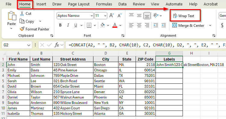 Using CONCAT Function for Cleaner Formulas
