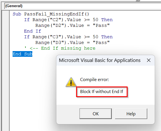 Add Missing End If Statements