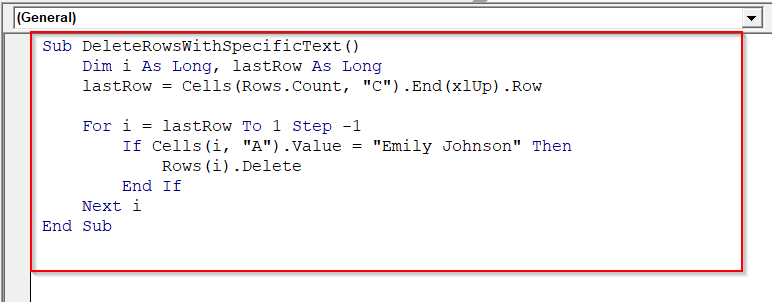 Delete Rows Based on Condition