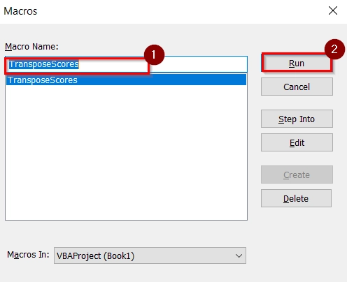 Applying Manual VBA Transpose Function to transpose an array in excel